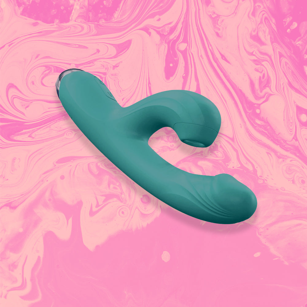 Elara Clitoris Sucking Slim Vibrator - Soft touch Silicone, 10 Vibration patterns, 5 sucking modes, waterproof & USB rechargeable in colour green