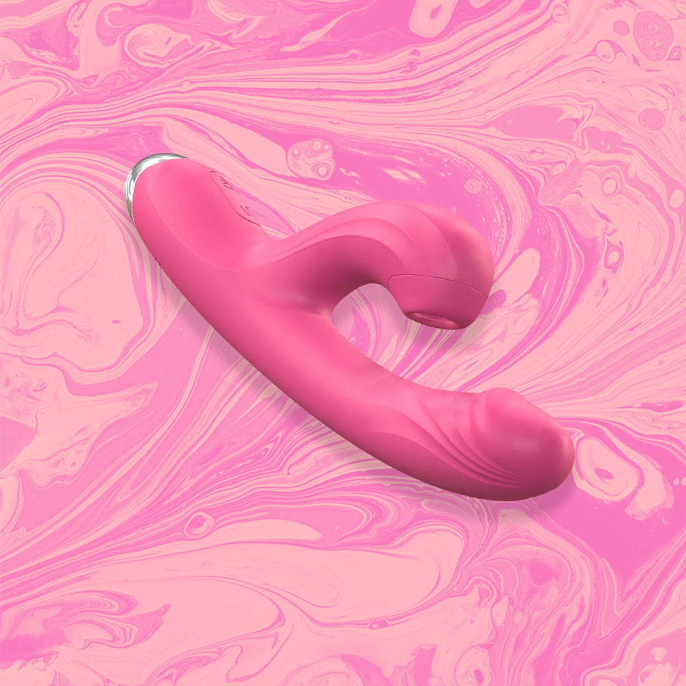 Elara Clitoris Sucking Slim Vibrator - Soft touch Silicone, 10 Vibration patterns, 5 sucking modes, waterproof & USB rechargeable in colour pink