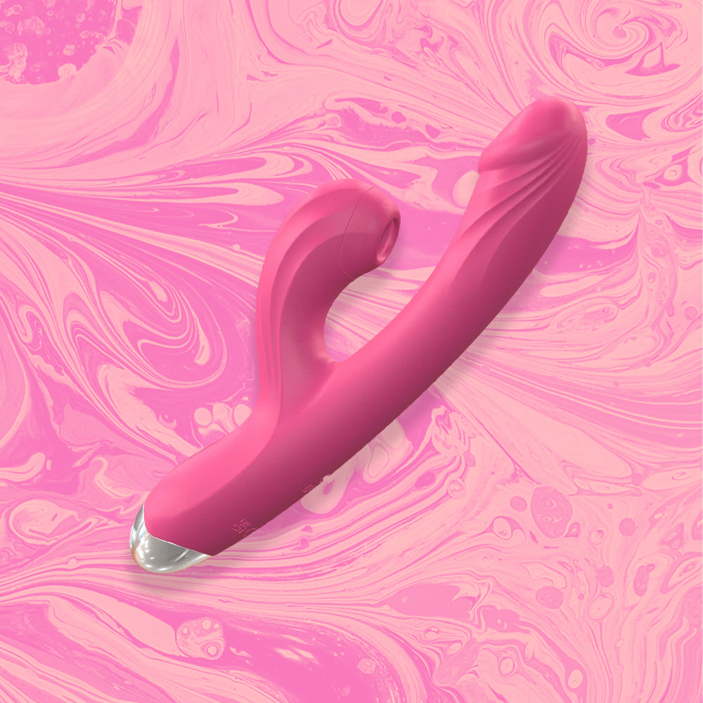 Elara Clitoris Sucking Slim Vibrator - Soft touch Silicone, 10 Vibration patterns, 5 sucking modes, waterproof & USB rechargeable in colour pink