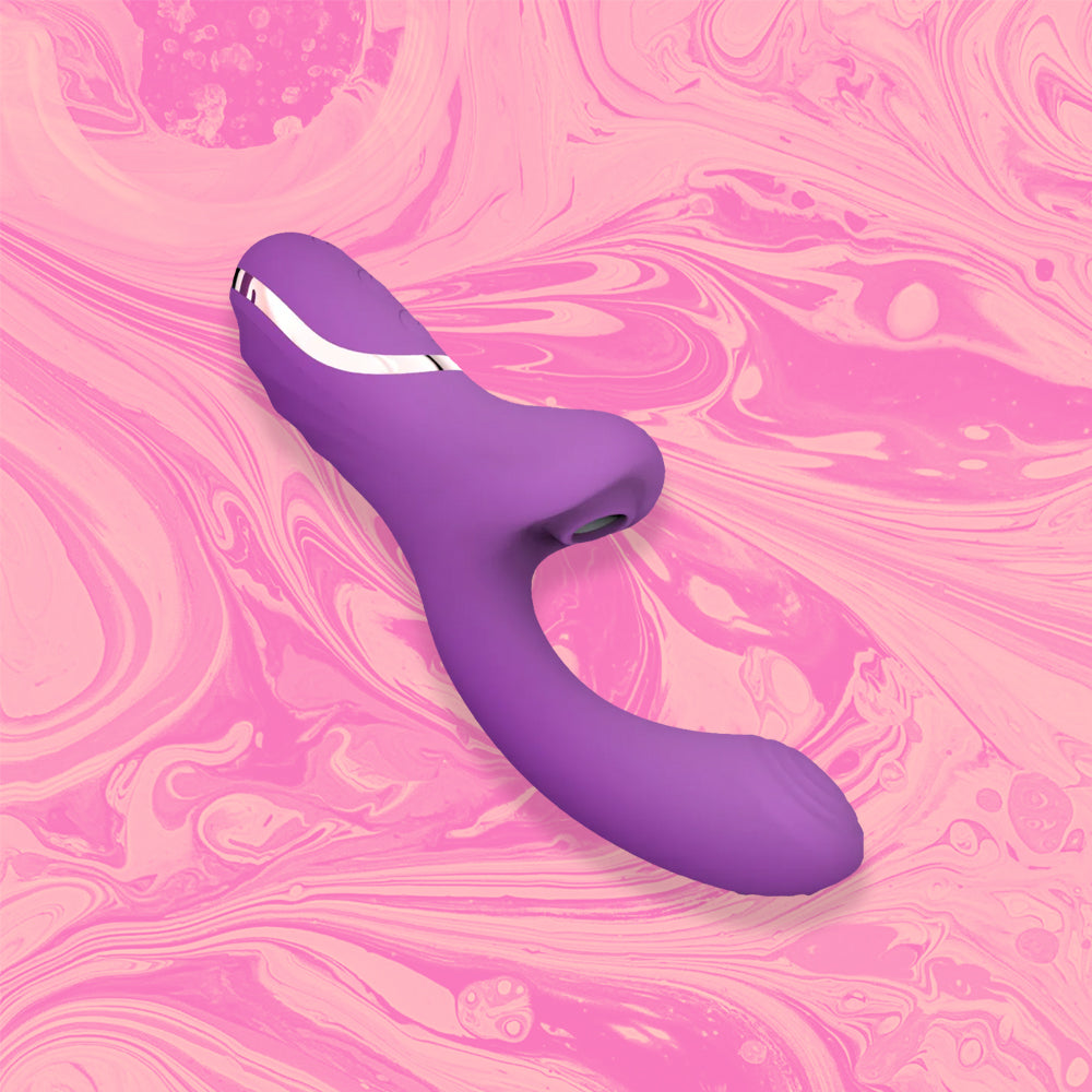 Erato Clitoris Sucking Rabbit Vibrator - Self warming head, Soft touch Silicone, 10 Vibration patterns, 10 suction patterns, waterproof & USB rechargeable in colour purple