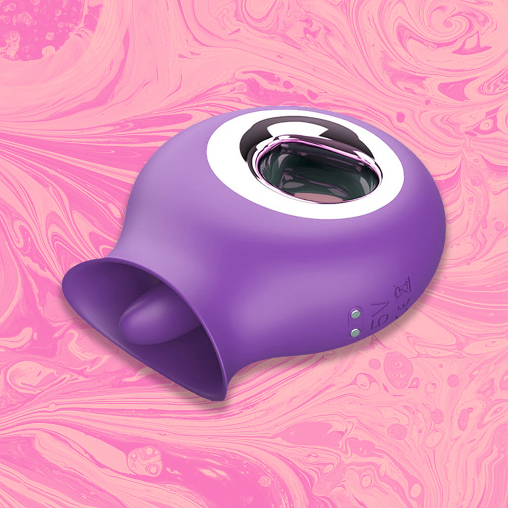 The Halia Clitoral Licking Vibrator - Clitoris Stimulation - Cunninglingus Toy - Soft touch silicone, 9 Vibration & Licking patterns, Waterproof & USB Rechargeable in colour purple - sex toy