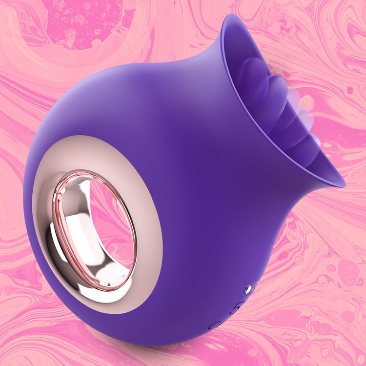 The Halia Clitoral Licking Vibrator - Clitoris Stimulation - Cunninglingus Toy - Soft touch silicone, 9 Vibration & Licking patterns, Waterproof & USB Rechargeable in colour purple - sex toy