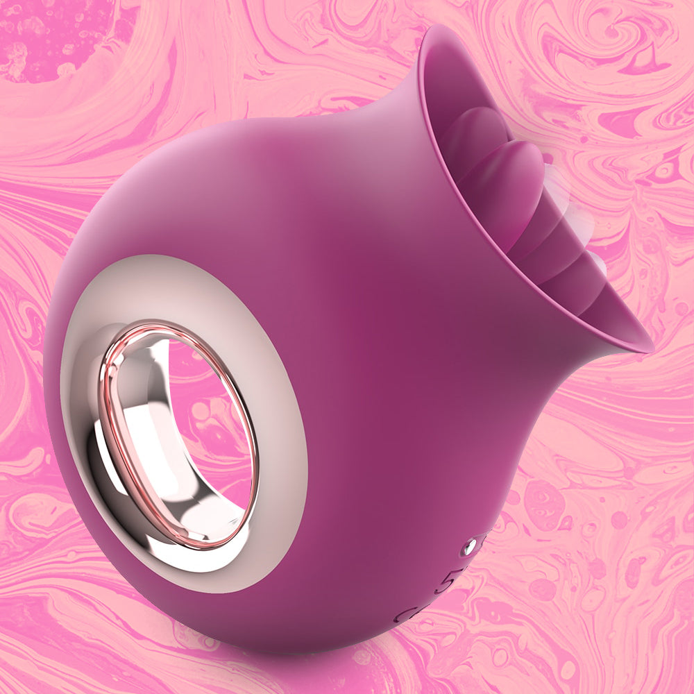The Halia Clitoral Licking Vibrator - Clitoris Stimulation - Cunninglingus Toy - Soft touch silicone, 9 Vibration & Licking patterns, Waterproof & USB Rechargeable in colour wine red - sex toy