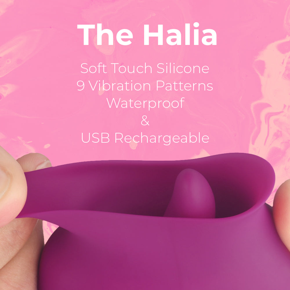 The Halia Clitoral Licking Vibrator - Clitoris Stimulation - Cunninglingus Toy - Soft touch silicone, 9 Vibration & Licking patterns, Waterproof & USB Rechargeable in colour wine red - sex toy 