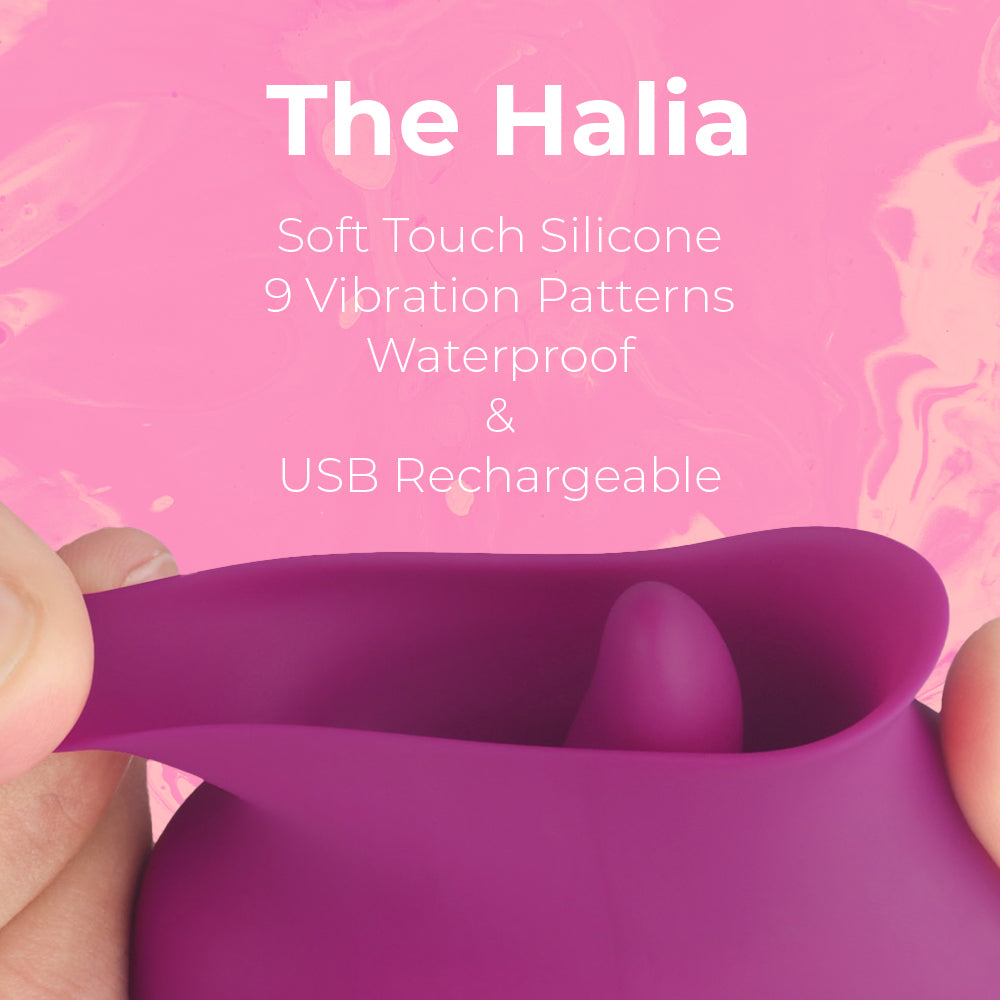The Halia Clitoral Licking Vibrator - Clitoris Stimulation - Cunninglingus Toy - Soft touch silicone, 9 Vibration & Licking patterns, Waterproof & USB Rechargeable in colour wine red - sex toy