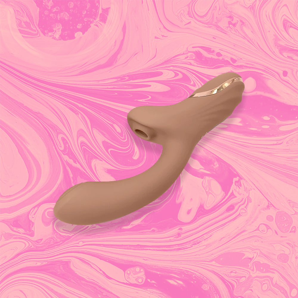 Erato Muse Clitoris Sucking Rabbit Vibrator - Self warming head, Soft touch Silicone, 10 Vibration patterns, 10 suction patterns, waterproof & USB rechargeable in colour sand