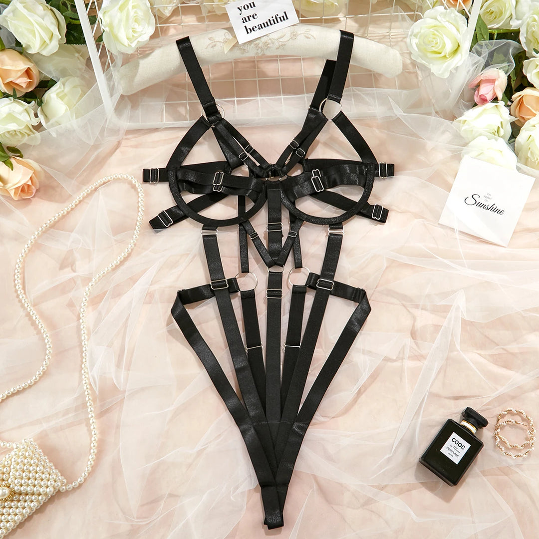 Focus on The Harlow’s high-cut leg detail and sleek strappy lingerie finish.
