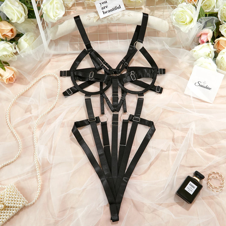 Focus on The Harlow’s high-cut leg detail and sleek strappy lingerie finish.