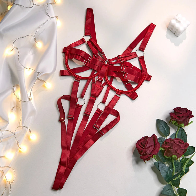 Focus on The Harlow’s high-cut leg detail and sleek strappy lingerie finish.

